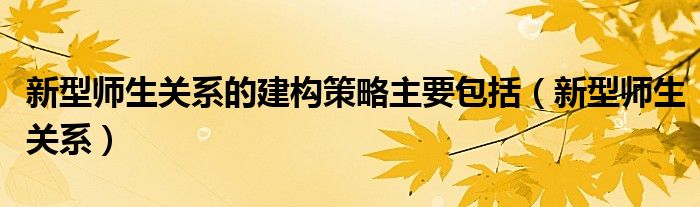 新型师生关系的建构策略主要包括（新型师生关系）