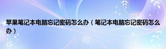 苹果笔记本电脑忘记密码怎么办（笔记本电脑忘记密码怎么办）