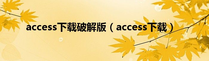 access下载破解版（access下载）