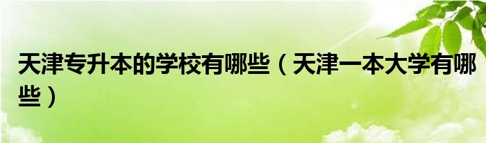 天津专升本的学校有哪些（天津一本大学有哪些）