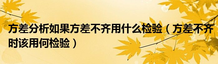 方差分析如果方差不齐用什么检验（方差不齐时该用何检验）