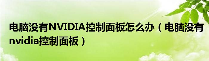 电脑没有NVIDIA控制面板怎么办（电脑没有nvidia控制面板）