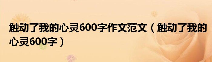 触动了我的心灵600字作文范文（触动了我的心灵600字）