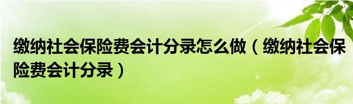 缴纳社会保险费会计分录怎么做（缴纳社会保险费会计分录）