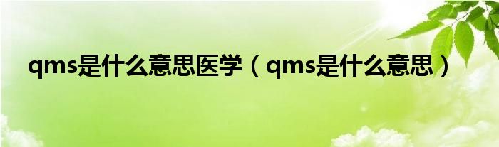 qms是什么意思医学（qms是什么意思）