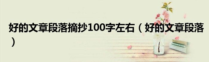 好的文章段落摘抄100字左右（好的文章段落）