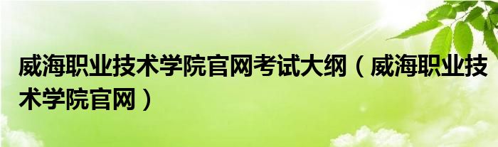 威海职业技术学院官网考试大纲（威海职业技术学院官网）