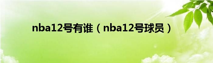 nba12号有谁（nba12号球员）