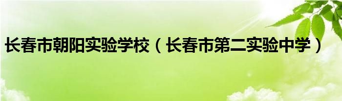 长春市朝阳实验学校（长春市第二实验中学）