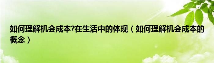 如何理解机会成本?在生活中的体现（如何理解机会成本的概念）