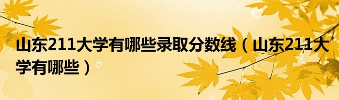 山东211大学有哪些录取分数线（山东211大学有哪些）