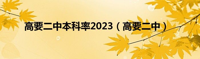 高要二中本科率2023（高要二中）