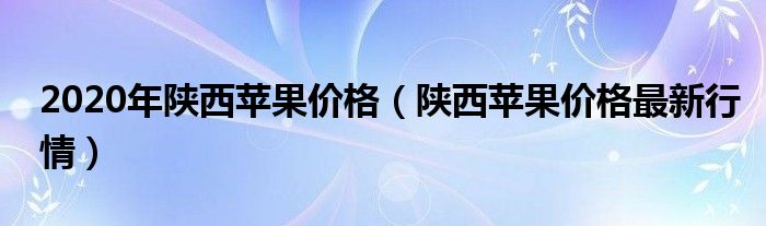 2020年陕西苹果价格（陕西苹果价格最新行情）