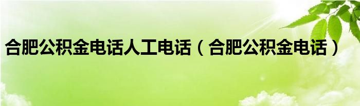 合肥公积金电话人工电话（合肥公积金电话）