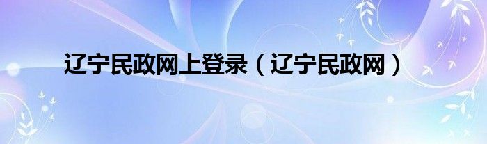 辽宁民政网上登录（辽宁民政网）