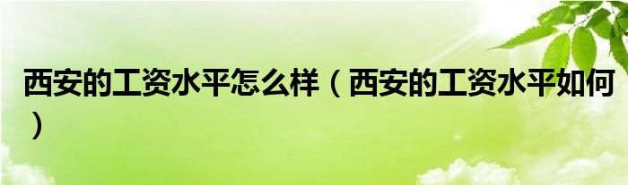 西安的工资水平怎么样（西安的工资水平如何）