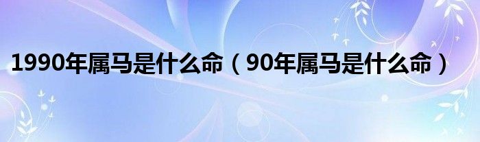 1990年属马是什么命（90年属马是什么命）