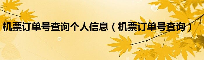 机票订单号查询个人信息（机票订单号查询）