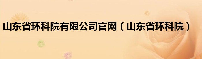 山东省环科院有限公司官网（山东省环科院）