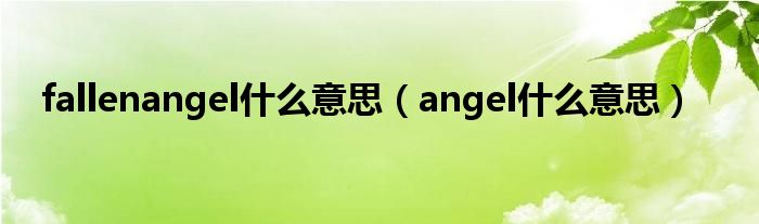 fallenangel什么意思（angel什么意思）