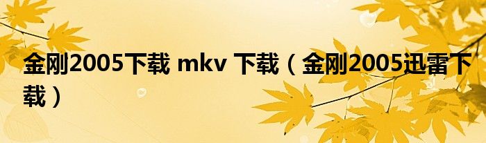 金刚2005下载 mkv 下载（金刚2005迅雷下载）