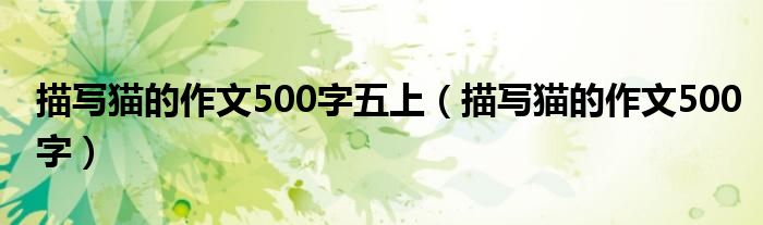 描写猫的作文500字五上（描写猫的作文500字）