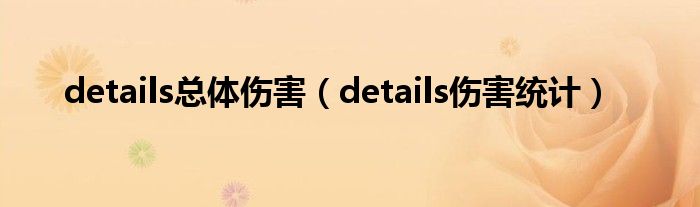 details总体伤害（details伤害统计）