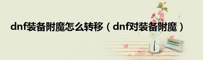 dnf装备附魔怎么转移（dnf对装备附魔）