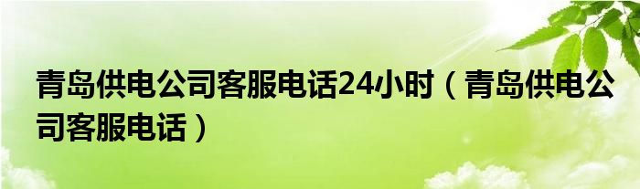 青岛供电公司客服电话24小时（青岛供电公司客服电话）