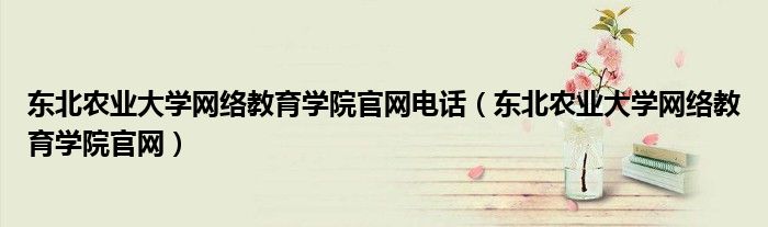 东北农业大学网络教育学院官网电话（东北农业大学网络教育学院官网）