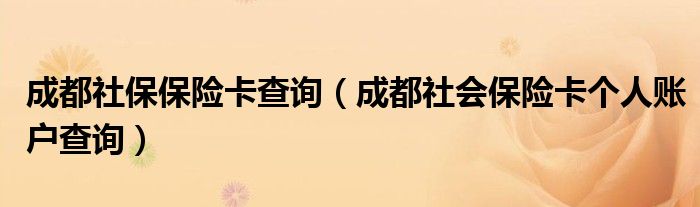 成都社保保险卡查询（成都社会保险卡个人账户查询）