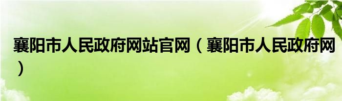 襄阳市人民政府网站官网（襄阳市人民政府网）