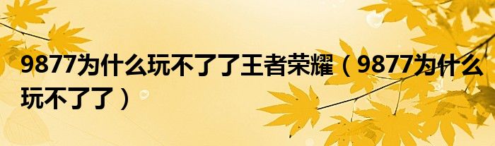 9877为什么玩不了了王者荣耀（9877为什么玩不了了）