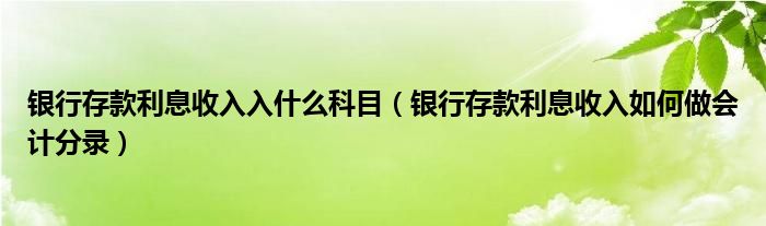 银行存款利息收入入什么科目（银行存款利息收入如何做会计分录）