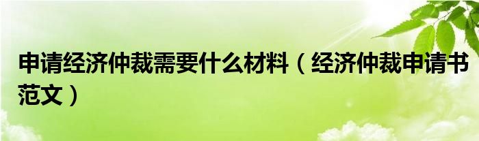 申请经济仲裁需要什么材料（经济仲裁申请书范文）