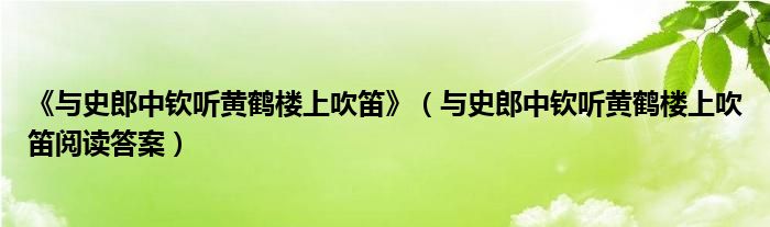 《与史郎中钦听黄鹤楼上吹笛》（与史郎中钦听黄鹤楼上吹笛阅读答案）