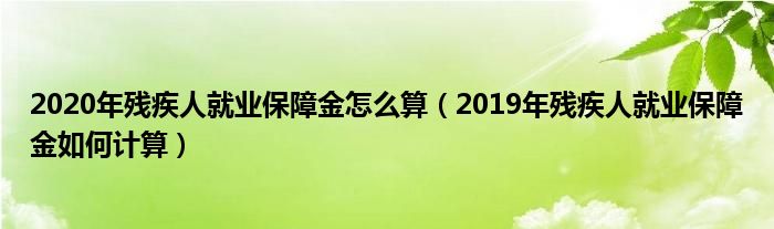 2020年残疾人就业保障金怎么算（2019年残疾人就业保障金如何计算）