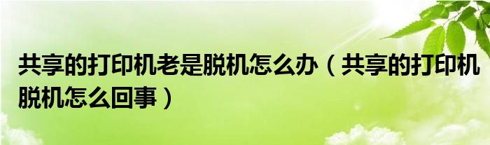 共享的打印机老是脱机怎么办（共享的打印机脱机怎么回事）