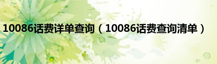 10086话费详单查询（10086话费查询清单）