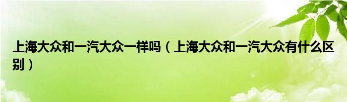 上海大众和一汽大众一样吗（上海大众和一汽大众有什么区别）