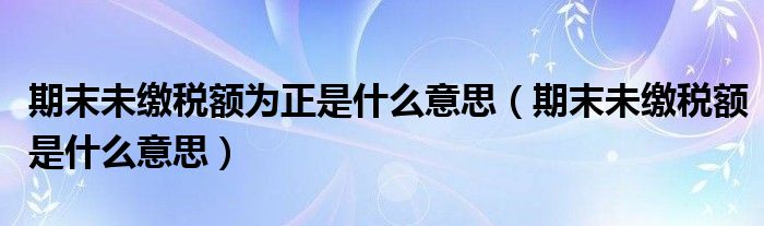 期末未缴税额为正是什么意思（期末未缴税额是什么意思）