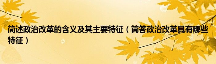 简述政治改革的含义及其主要特征（简答政治改革具有哪些特征）