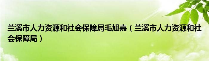 兰溪市人力资源和社会保障局毛旭嘉（兰溪市人力资源和社会保障局）