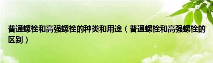 普通螺栓和高强螺栓的种类和用途（普通螺栓和高强螺栓的区别）