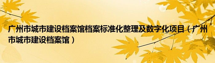 广州市城市建设档案馆档案标准化整理及数字化项目（广州市城市建设档案馆）