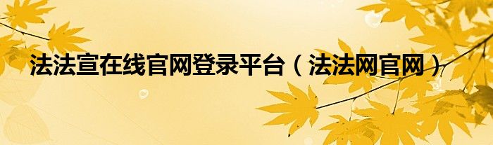 法法宣在线官网登录平台（法法网官网）