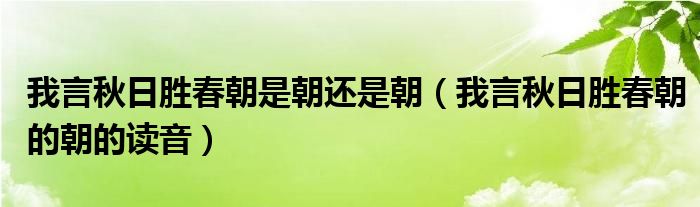 我言秋日胜春朝是朝还是朝（我言秋日胜春朝的朝的读音）