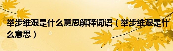 举步维艰是什么意思解释词语（举步维艰是什么意思）