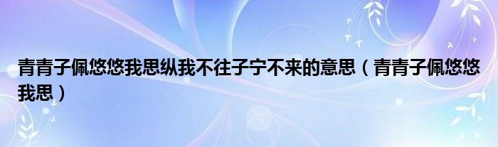 青青子佩悠悠我思纵我不往子宁不来的意思（青青子佩悠悠我思）