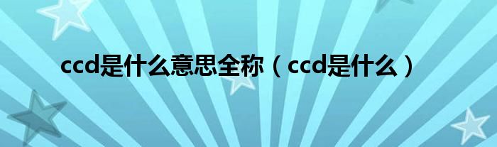 ccd是什么意思全称（ccd是什么）